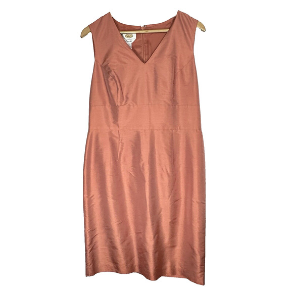 Talbots Silk Sheath Dress feminine, artsy, chic, parisian Coral Size 12 - Picture 1 of 14